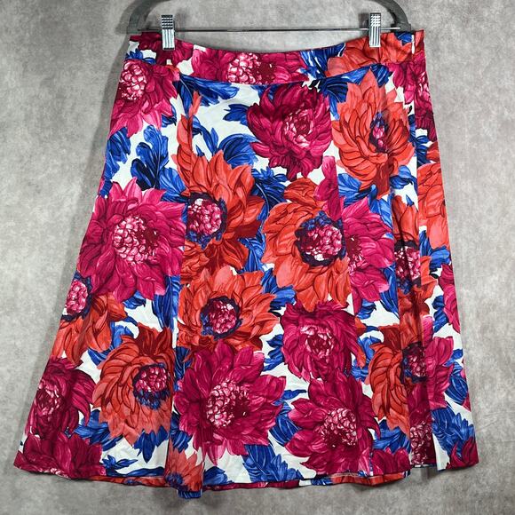 Talbots Skirt Women 14 Red Floral A-Line Pockets Business Career Office Work NEW - Picture 1 of 10